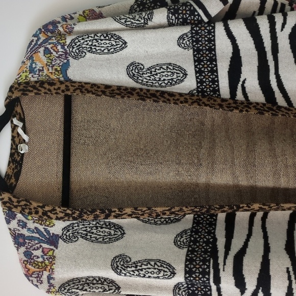 Anthropology Bricolage Open Front Fall Boho Cardigan Multicolor Paisley Sz XS - Picture 6 of 12